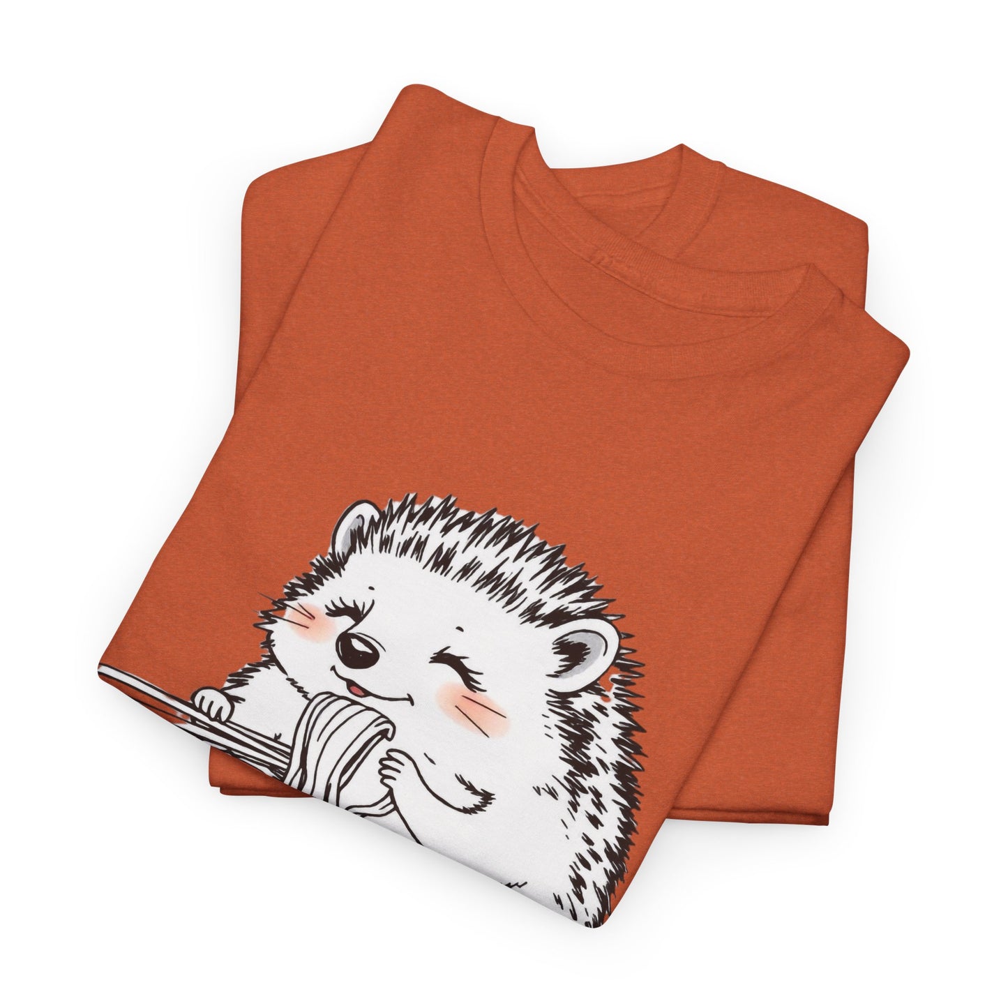 Noodle Hedgehog Shirt, Ramen HedgehogT-Shirt, Foodie Lover Shirts, Black Hedgehog Noodle T-Shirts, Retro HedgehogTees, Hedgehog Lover Sweatshirts, Black Hedgehog Tee Cute Hedgehog Eating Noodles Unisex Heavy Cotton Tee