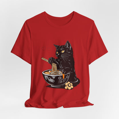 Noodle Cat Shirt, Ramen Cat T-Shirt, Foodie Lover Shirts, Black Cat Noodle T-Shirts, Retro Cat Tees, Cat Lover Sweatshirts, Black Cat Tee