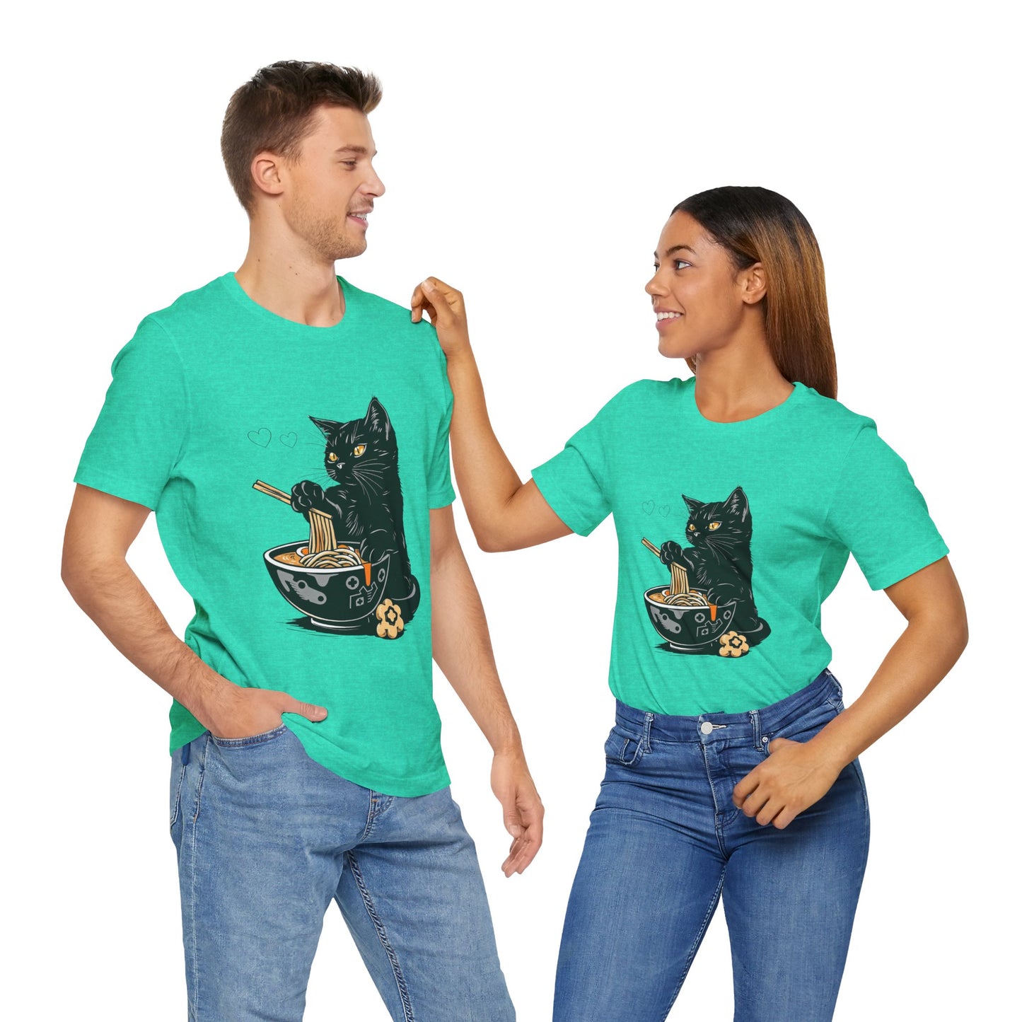 Noodle Cat Shirt, Ramen Cat T-Shirt, Foodie Lover Shirts, Black Cat Noodle T-Shirts, Retro Cat Tees, Cat Lover Sweatshirts, Black Cat Tee