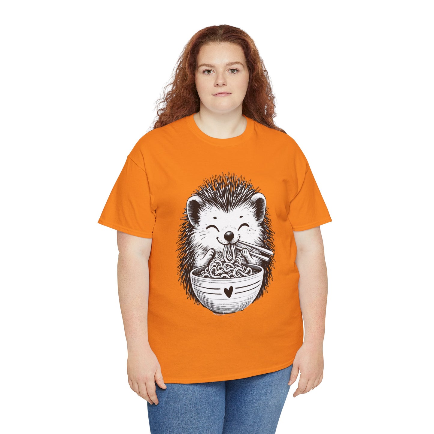 Noodle Hedgehog Shirt, Ramen HedgehogT-Shirt, Foodie Lover Shirts, Black Hedgehog Noodle T-Shirts, Retro HedgehogTees, Hedgehog Lover Sweatshirts, Black Hedgehog Tee Cute Hedgehog Noodle Unisex Heavy Cotton Tee - Perfect for Animal Lovers