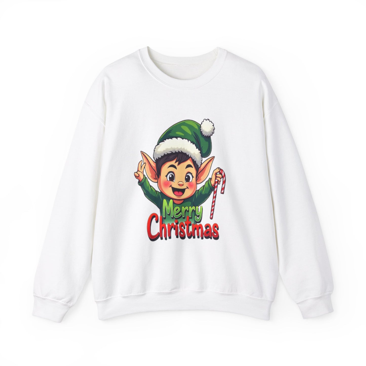 Merry Christmas Elf Crewneck Sweatshirt . Adorable Christmas Elf 3D T-Shirt – Festive Holiday Gift | Merry Christmas All Over Print