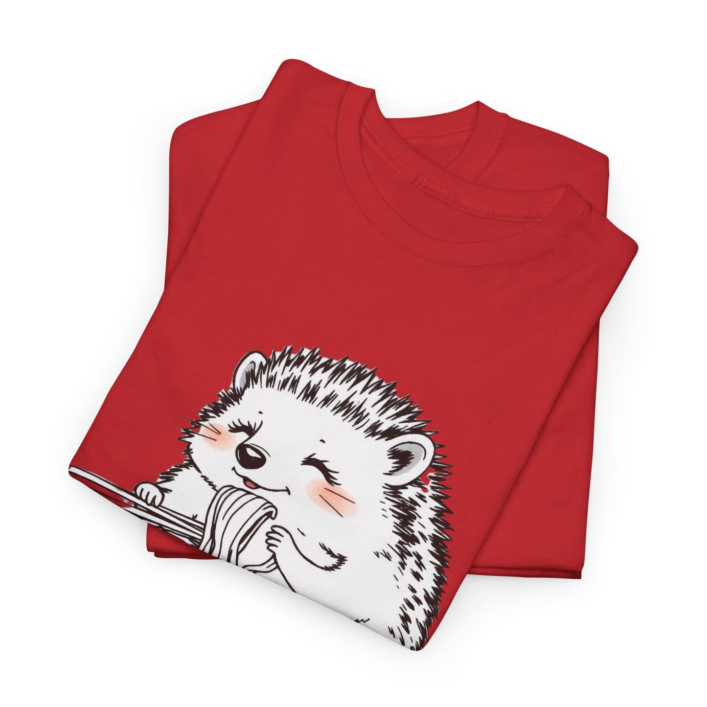 Noodle Hedgehog Shirt, Ramen HedgehogT-Shirt, Foodie Lover Shirts, Black Hedgehog Noodle T-Shirts, Retro HedgehogTees, Hedgehog Lover Sweatshirts, Black Hedgehog Tee Cute Hedgehog Eating Noodles Unisex Heavy Cotton Tee