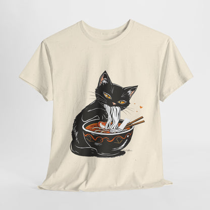 Noodle Cat Shirt, Ramen Cat T-Shirt, Foodie Lover Shirts, Black Cat Noodle T-Shirts, Retro Cat Tees, Cat Lover Sweatshirts, Black Cat Tee
