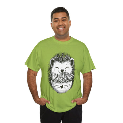 Noodle Hedgehog Shirt, Ramen HedgehogT-Shirt, Foodie Lover Shirts, Black Hedgehog Noodle T-Shirts, Retro HedgehogTees, Hedgehog Lover Sweatshirts, Black Hedgehog Tee Cute Hedgehog Noodle Unisex Heavy Cotton Tee - Perfect for Animal Lovers
