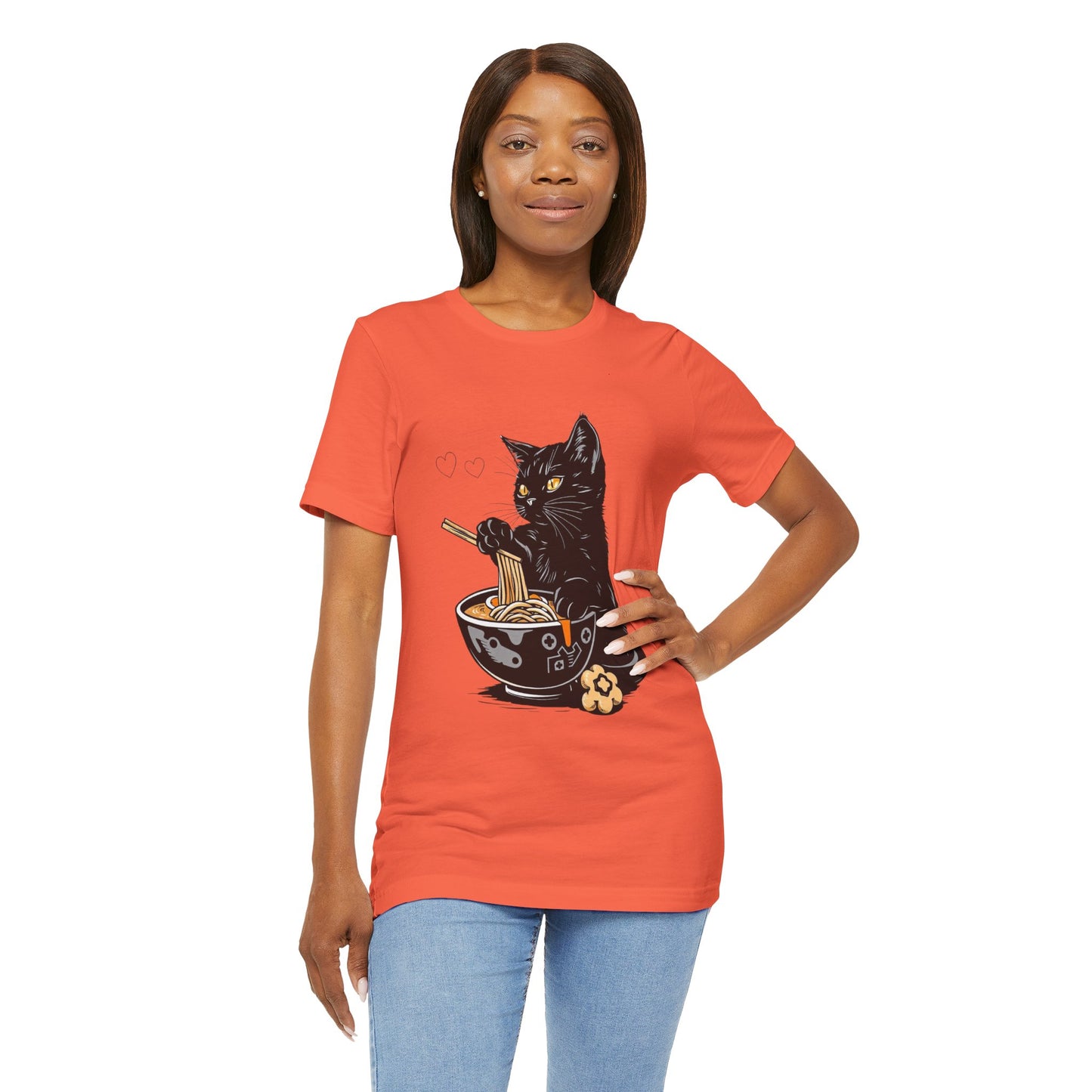Noodle Cat Shirt, Ramen Cat T-Shirt, Foodie Lover Shirts, Black Cat Noodle T-Shirts, Retro Cat Tees, Cat Lover Sweatshirts, Black Cat Tee