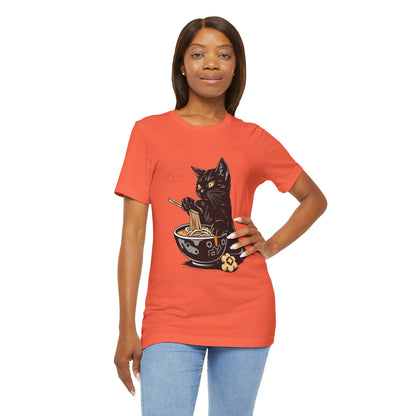 Noodle Cat Shirt, Ramen Cat T-Shirt, Foodie Lover Shirts, Black Cat Noodle T-Shirts, Retro Cat Tees, Cat Lover Sweatshirts, Black Cat Tee