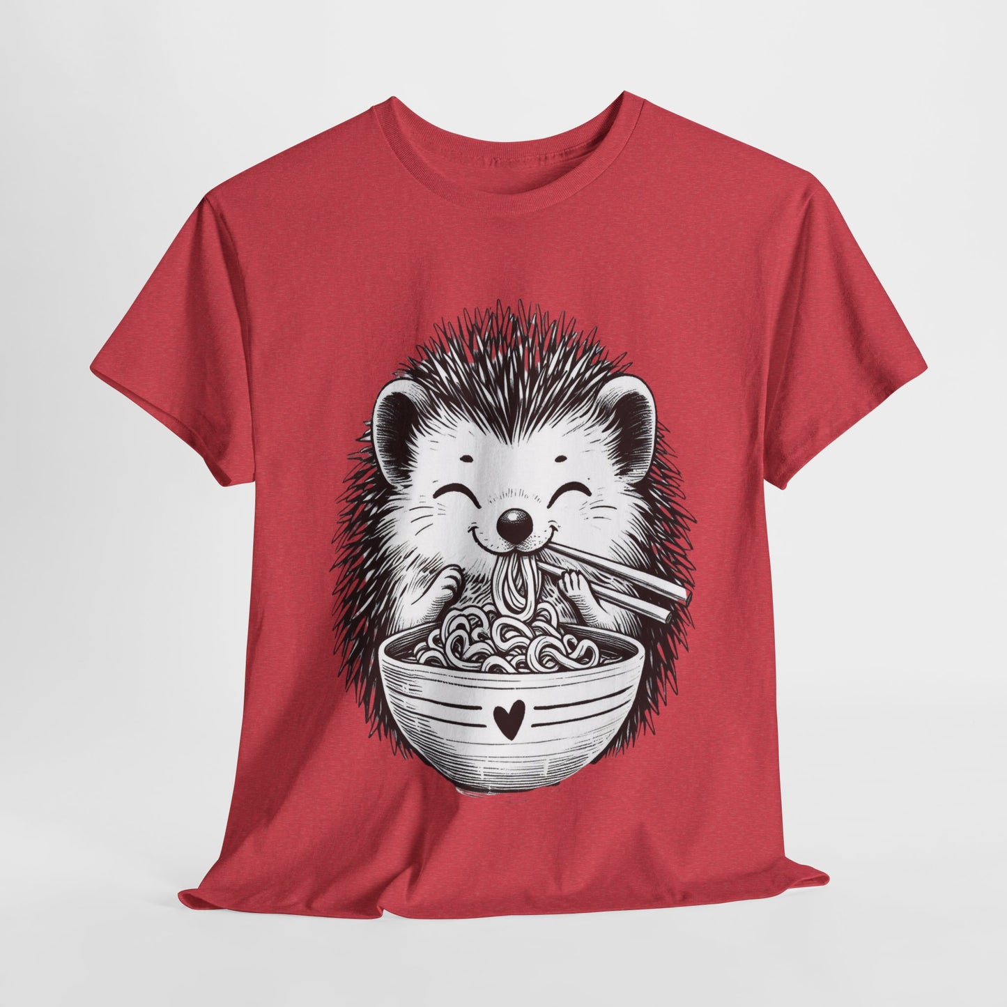 Noodle Hedgehog Shirt, Ramen HedgehogT-Shirt, Foodie Lover Shirts, Black Hedgehog Noodle T-Shirts, Retro HedgehogTees, Hedgehog Lover Sweatshirts, Black Hedgehog Tee Cute Hedgehog Noodle Unisex Heavy Cotton Tee - Perfect for Animal Lovers