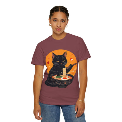 Cute Cat Ramen Lover Unisex T-Shirt | Perfect for Foodies & Cat Lovers Noodle Cat Shirt, Ramen Cat T-Shirt, Foodie Lover Shirts, Black Cat Noodle T-Shirts, Retro Cat Tees, Cat Lover Sweatshirts, Black Cat Tee