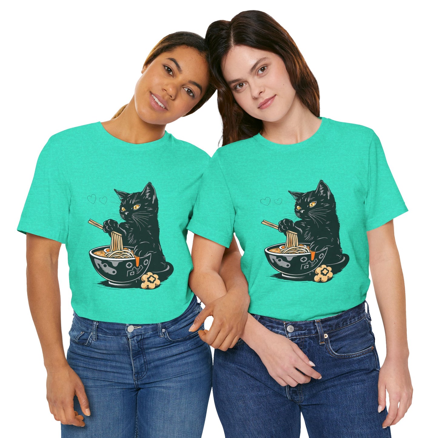 Noodle Cat Shirt, Ramen Cat T-Shirt, Foodie Lover Shirts, Black Cat Noodle T-Shirts, Retro Cat Tees, Cat Lover Sweatshirts, Black Cat Tee
