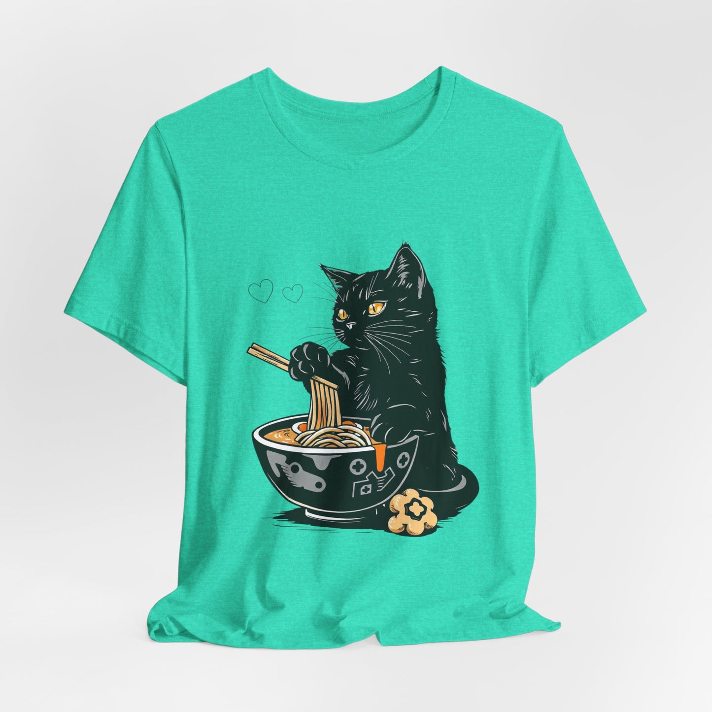 Noodle Cat Shirt, Ramen Cat T-Shirt, Foodie Lover Shirts, Black Cat Noodle T-Shirts, Retro Cat Tees, Cat Lover Sweatshirts, Black Cat Tee