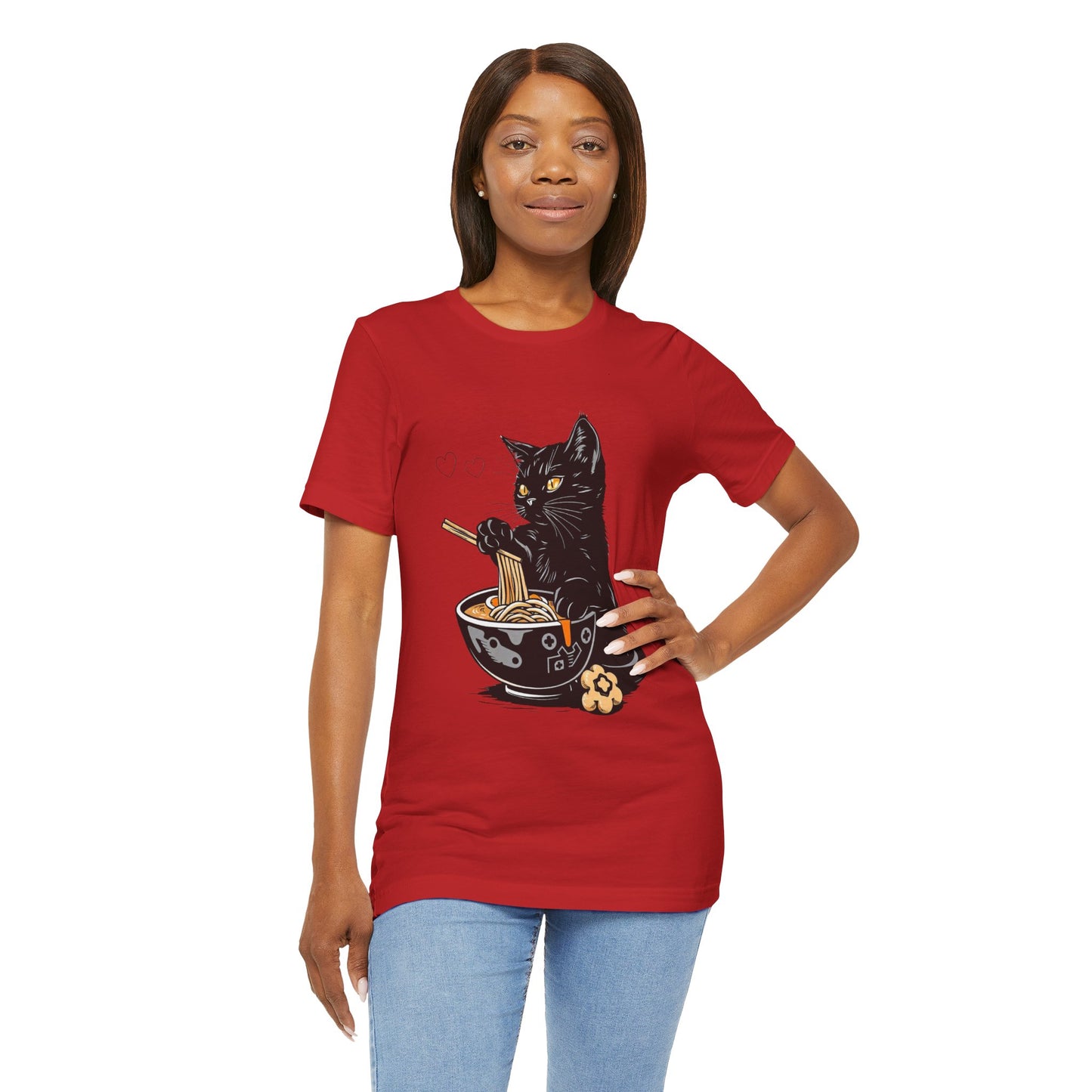 Noodle Cat Shirt, Ramen Cat T-Shirt, Foodie Lover Shirts, Black Cat Noodle T-Shirts, Retro Cat Tees, Cat Lover Sweatshirts, Black Cat Tee