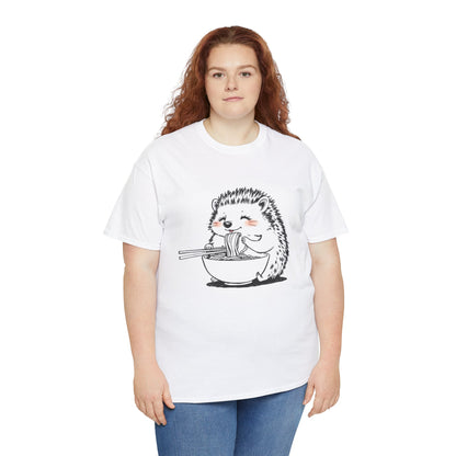 Noodle Hedgehog Shirt, Ramen HedgehogT-Shirt, Foodie Lover Shirts, Black Hedgehog Noodle T-Shirts, Retro HedgehogTees, Hedgehog Lover Sweatshirts, Black Hedgehog Tee Cute Hedgehog Eating Noodles Unisex Heavy Cotton Tee
