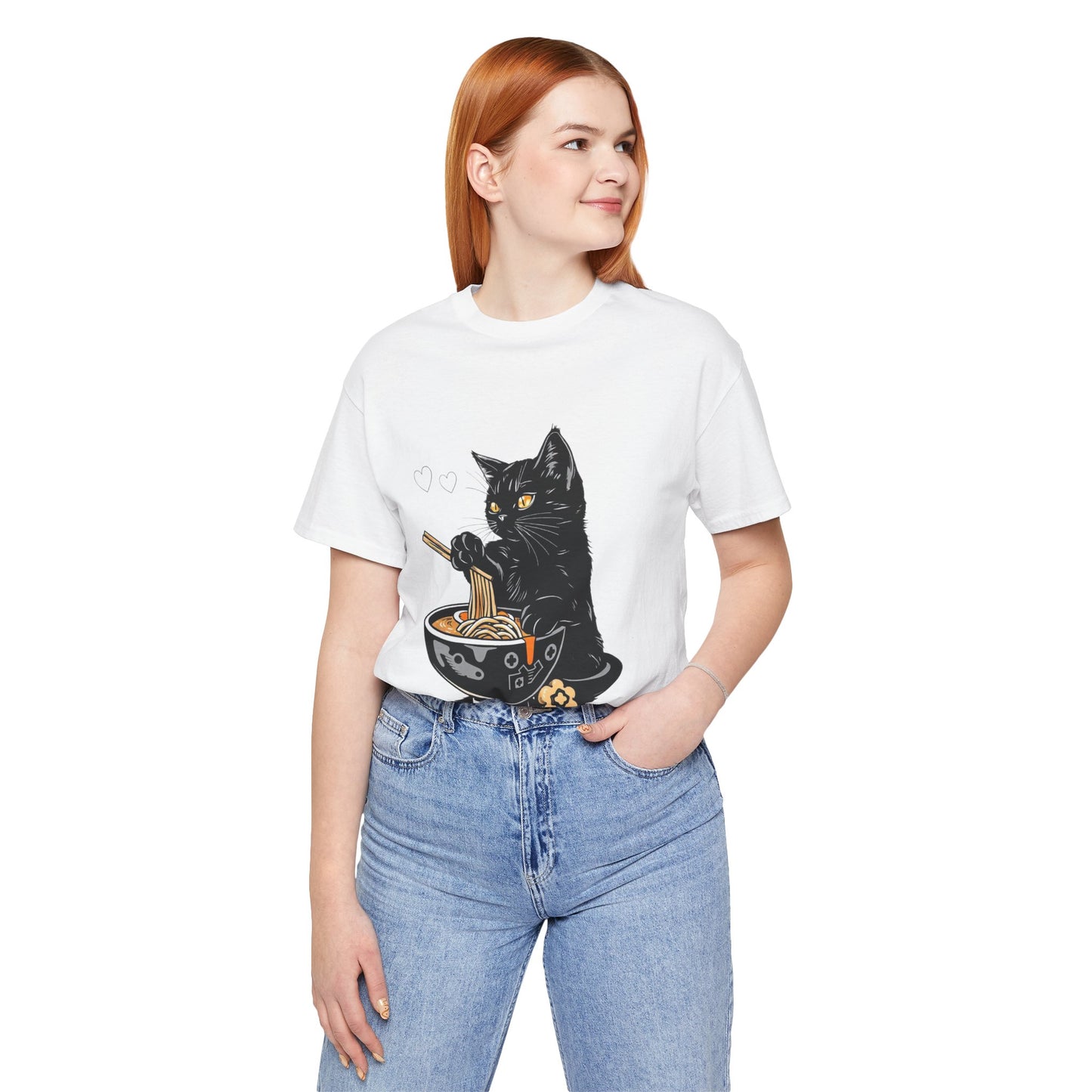 Noodle Cat Shirt, Ramen Cat T-Shirt, Foodie Lover Shirts, Black Cat Noodle T-Shirts, Retro Cat Tees, Cat Lover Sweatshirts, Black Cat Tee