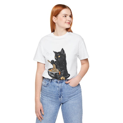 Noodle Cat Shirt, Ramen Cat T-Shirt, Foodie Lover Shirts, Black Cat Noodle T-Shirts, Retro Cat Tees, Cat Lover Sweatshirts, Black Cat Tee