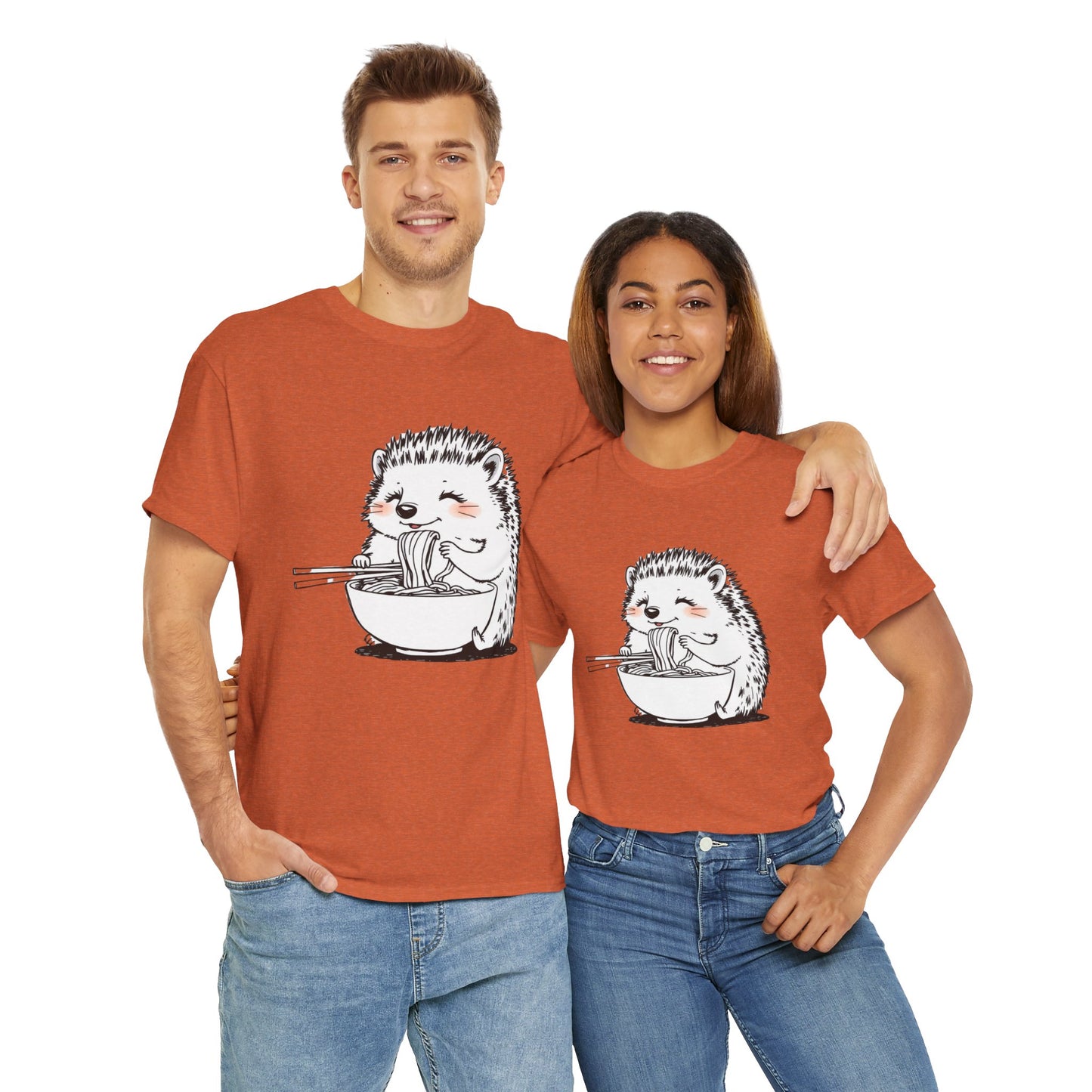 Noodle Hedgehog Shirt, Ramen HedgehogT-Shirt, Foodie Lover Shirts, Black Hedgehog Noodle T-Shirts, Retro HedgehogTees, Hedgehog Lover Sweatshirts, Black Hedgehog Tee Cute Hedgehog Eating Noodles Unisex Heavy Cotton Tee
