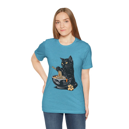Noodle Cat Shirt, Ramen Cat T-Shirt, Foodie Lover Shirts, Black Cat Noodle T-Shirts, Retro Cat Tees, Cat Lover Sweatshirts, Black Cat Tee