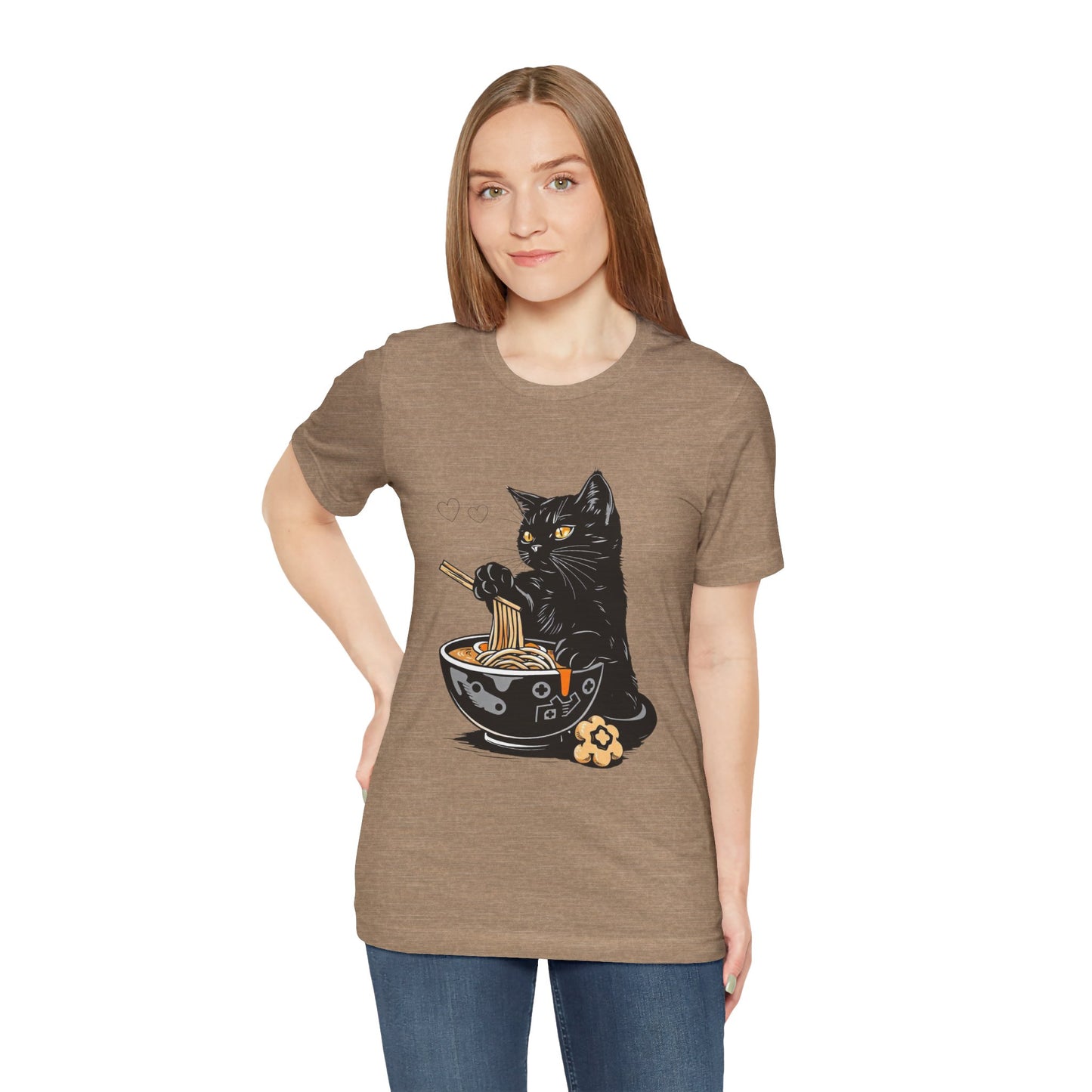 Noodle Cat Shirt, Ramen Cat T-Shirt, Foodie Lover Shirts, Black Cat Noodle T-Shirts, Retro Cat Tees, Cat Lover Sweatshirts, Black Cat Tee