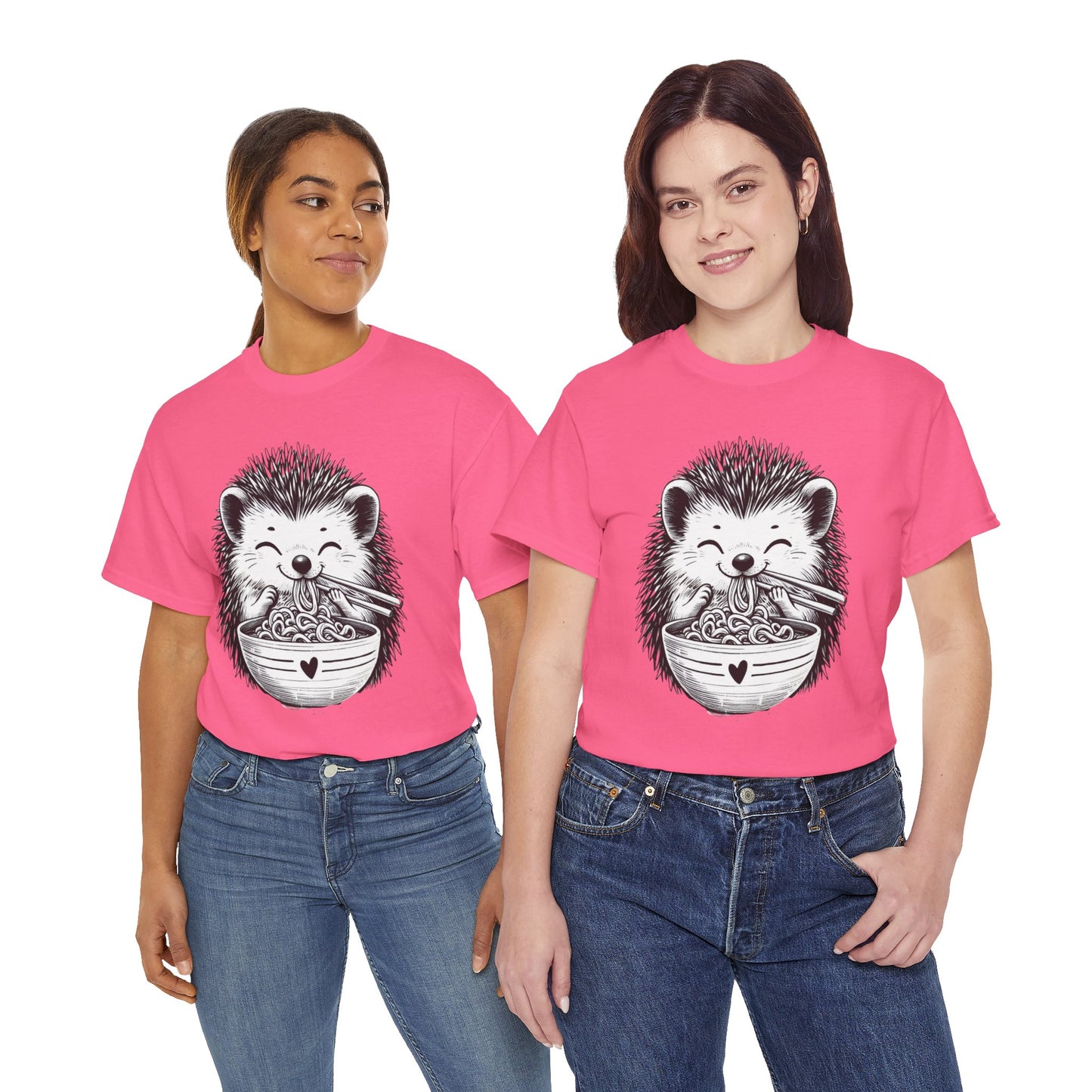 Noodle Hedgehog Shirt, Ramen HedgehogT-Shirt, Foodie Lover Shirts, Black Hedgehog Noodle T-Shirts, Retro HedgehogTees, Hedgehog Lover Sweatshirts, Black Hedgehog Tee Cute Hedgehog Noodle Unisex Heavy Cotton Tee - Perfect for Animal Lovers