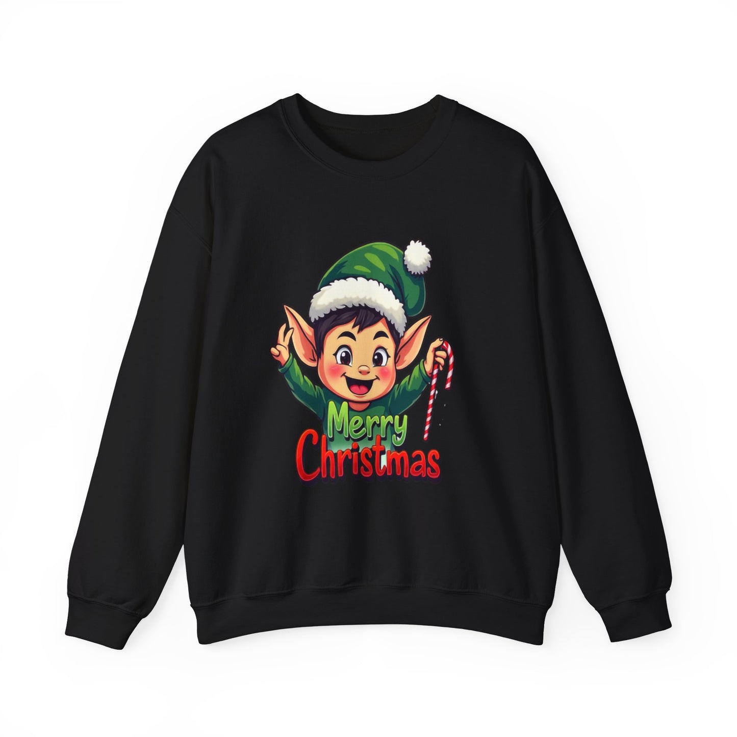 Merry Christmas Elf Crewneck Sweatshirt . Adorable Christmas Elf 3D T-Shirt – Festive Holiday Gift | Merry Christmas All Over Print