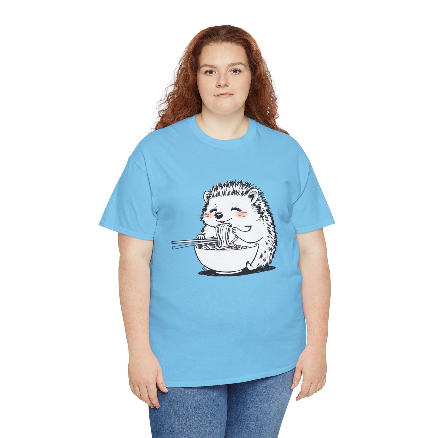 Noodle Hedgehog Shirt, Ramen HedgehogT-Shirt, Foodie Lover Shirts, Black Hedgehog Noodle T-Shirts, Retro HedgehogTees, Hedgehog Lover Sweatshirts, Black Hedgehog Tee Cute Hedgehog Eating Noodles Unisex Heavy Cotton Tee