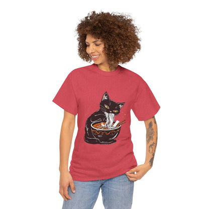 Noodle Cat Shirt, Ramen Cat T-Shirt, Foodie Lover Shirts, Black Cat Noodle T-Shirts, Retro Cat Tees, Cat Lover Sweatshirts, Black Cat Tee