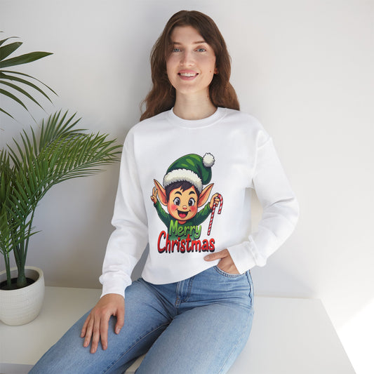 Merry Christmas Elf Crewneck Sweatshirt . Adorable Christmas Elf 3D T-Shirt – Festive Holiday Gift | Merry Christmas All Over Print