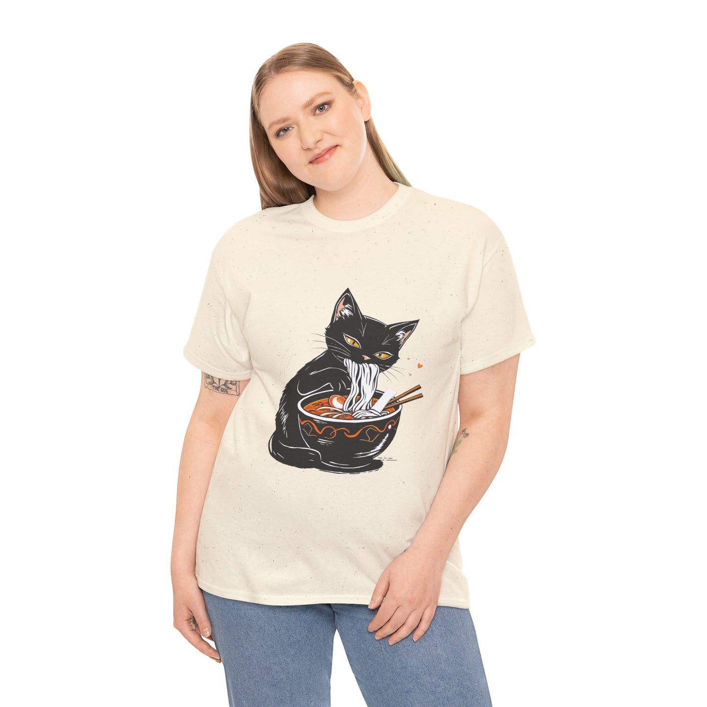 Noodle Cat Shirt, Ramen Cat T-Shirt, Foodie Lover Shirts, Black Cat Noodle T-Shirts, Retro Cat Tees, Cat Lover Sweatshirts, Black Cat Tee