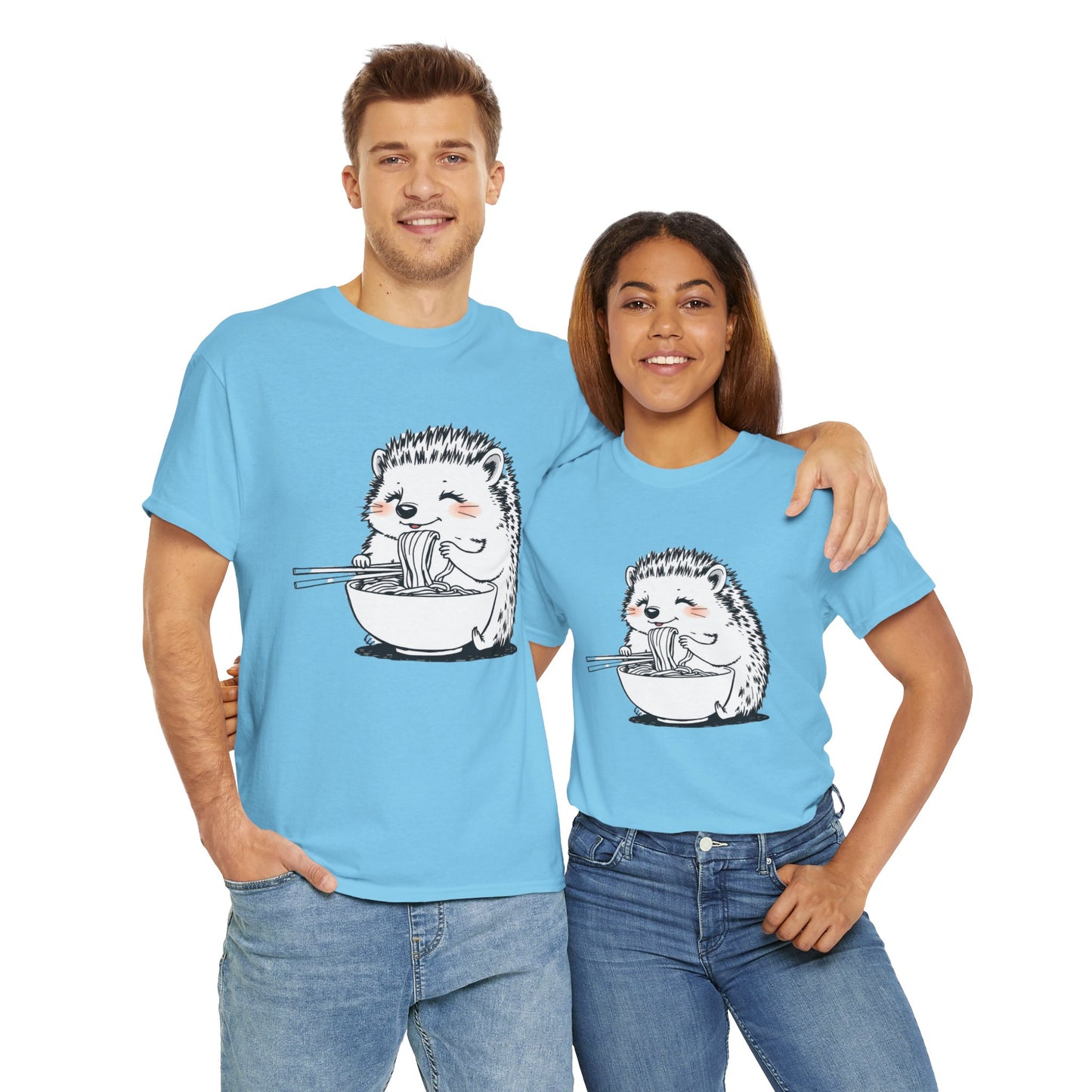 Noodle Hedgehog Shirt, Ramen HedgehogT-Shirt, Foodie Lover Shirts, Black Hedgehog Noodle T-Shirts, Retro HedgehogTees, Hedgehog Lover Sweatshirts, Black Hedgehog Tee Cute Hedgehog Eating Noodles Unisex Heavy Cotton Tee