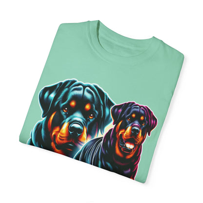 Vibrant Rottweiler Duo Unisex T-Shirt . Rottweiler Lover 3D T-Shirt – Mother’s Day Gift | All Over Print, Best Price