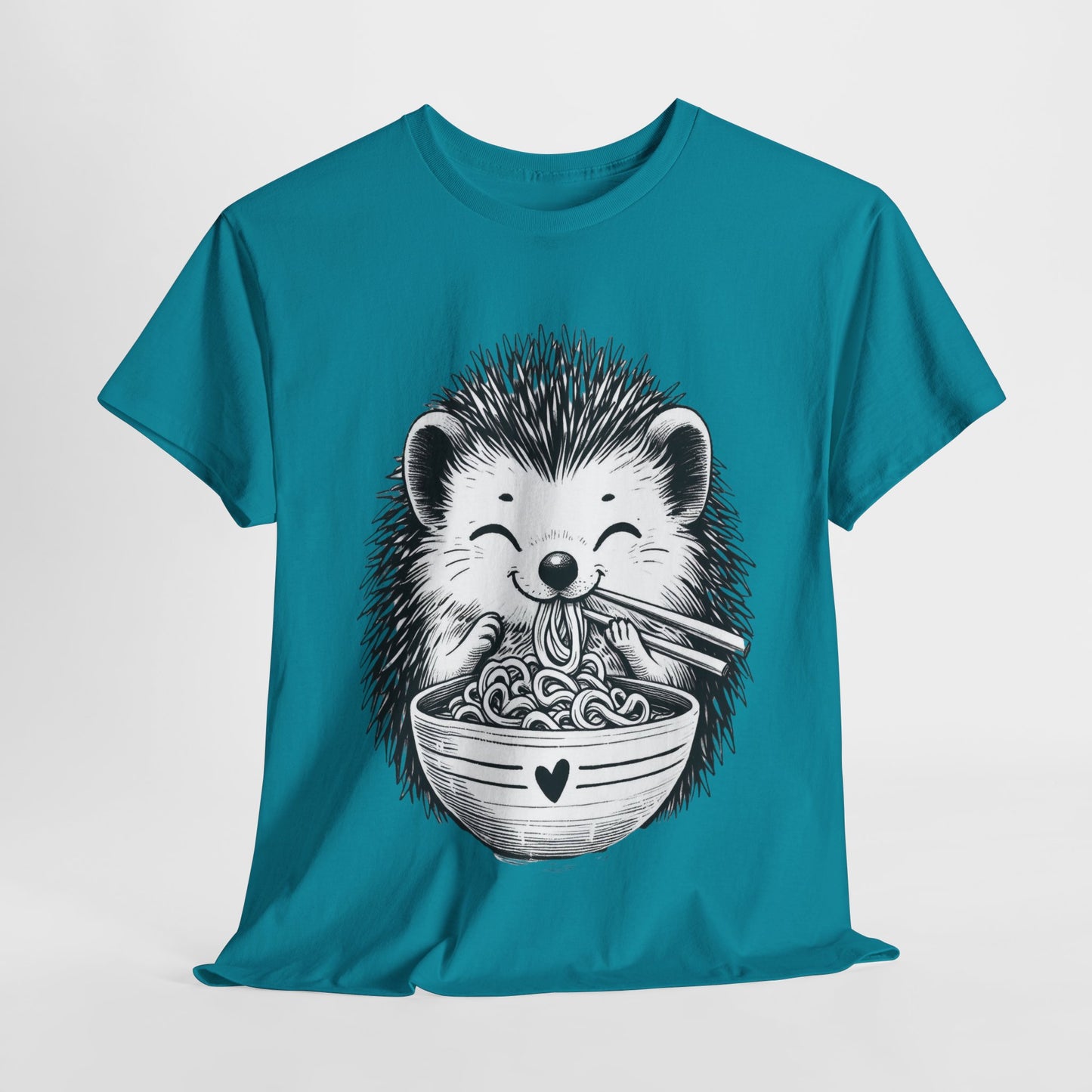 Noodle Hedgehog Shirt, Ramen HedgehogT-Shirt, Foodie Lover Shirts, Black Hedgehog Noodle T-Shirts, Retro HedgehogTees, Hedgehog Lover Sweatshirts, Black Hedgehog Tee Cute Hedgehog Noodle Unisex Heavy Cotton Tee - Perfect for Animal Lovers