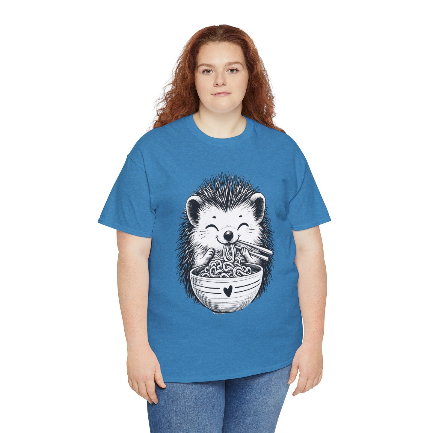 Noodle Hedgehog Shirt, Ramen HedgehogT-Shirt, Foodie Lover Shirts, Black Hedgehog Noodle T-Shirts, Retro HedgehogTees, Hedgehog Lover Sweatshirts, Black Hedgehog Tee Cute Hedgehog Noodle Unisex Heavy Cotton Tee - Perfect for Animal Lovers