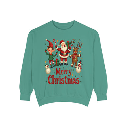 Funny Christmas Unisex Garment-Dyed Sweatshirt | Festive Holiday Apparel  Christmas Friend Sweatshirt, Retro Holiday Crewneck Elf Tee