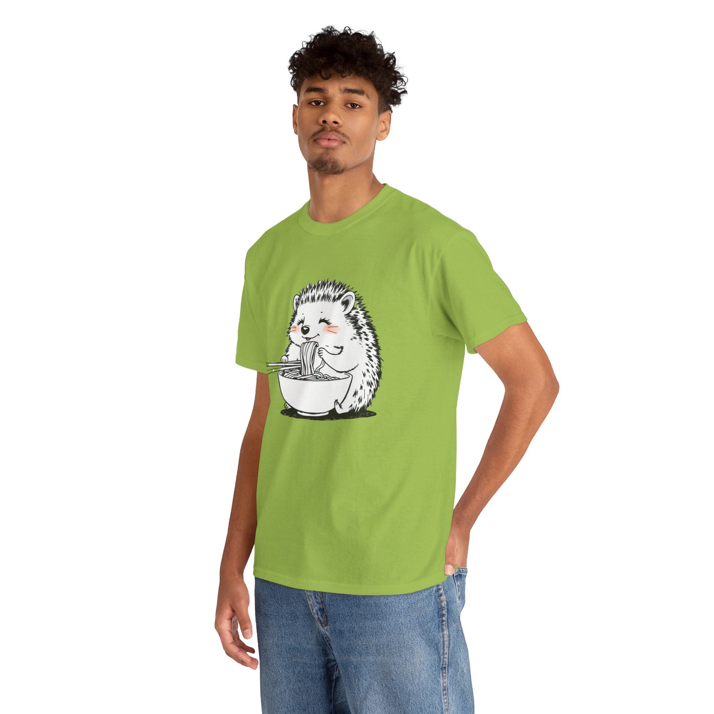Noodle Hedgehog Shirt, Ramen HedgehogT-Shirt, Foodie Lover Shirts, Black Hedgehog Noodle T-Shirts, Retro HedgehogTees, Hedgehog Lover Sweatshirts, Black Hedgehog Tee Cute Hedgehog Eating Noodles Unisex Heavy Cotton Tee