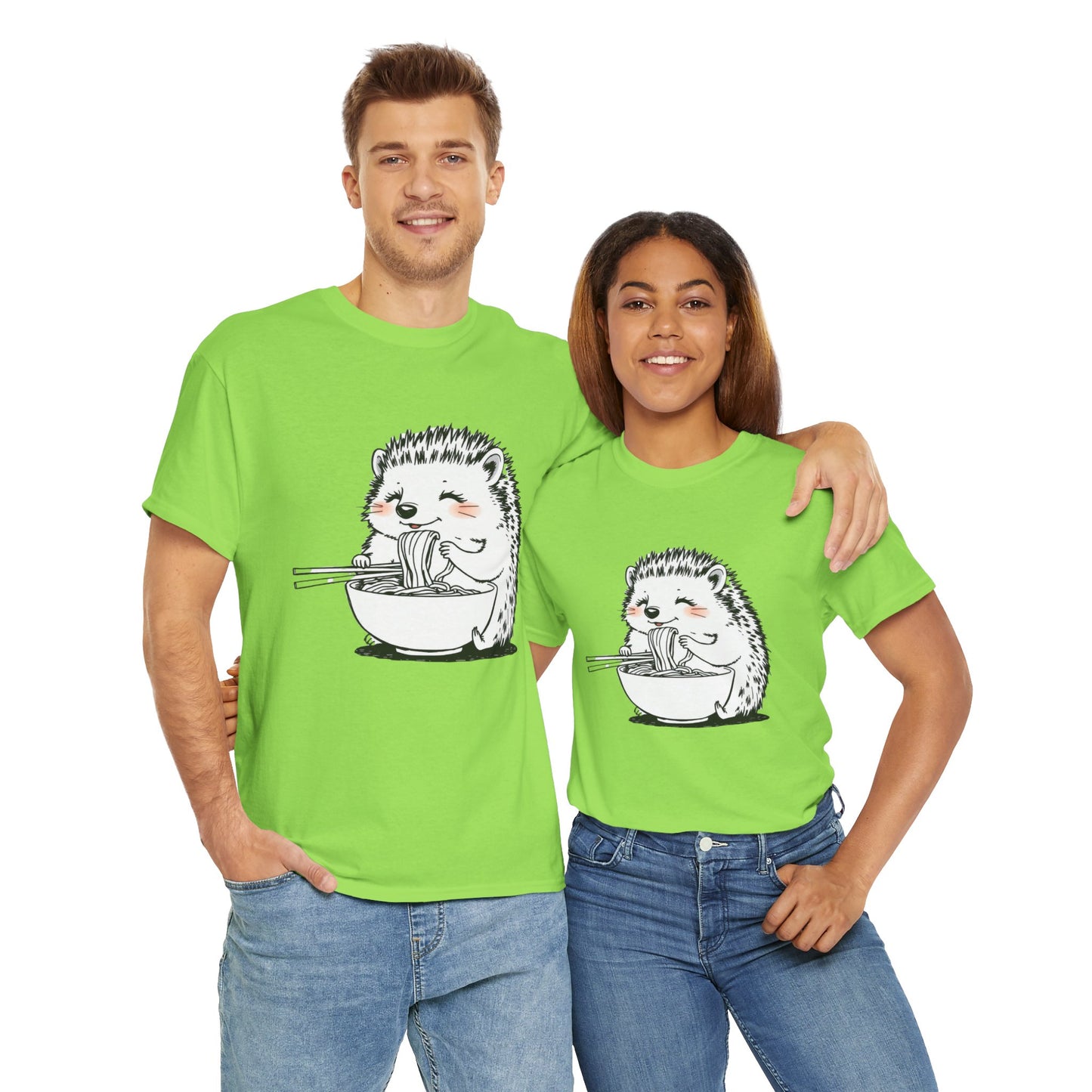 Noodle Hedgehog Shirt, Ramen HedgehogT-Shirt, Foodie Lover Shirts, Black Hedgehog Noodle T-Shirts, Retro HedgehogTees, Hedgehog Lover Sweatshirts, Black Hedgehog Tee Cute Hedgehog Eating Noodles Unisex Heavy Cotton Tee
