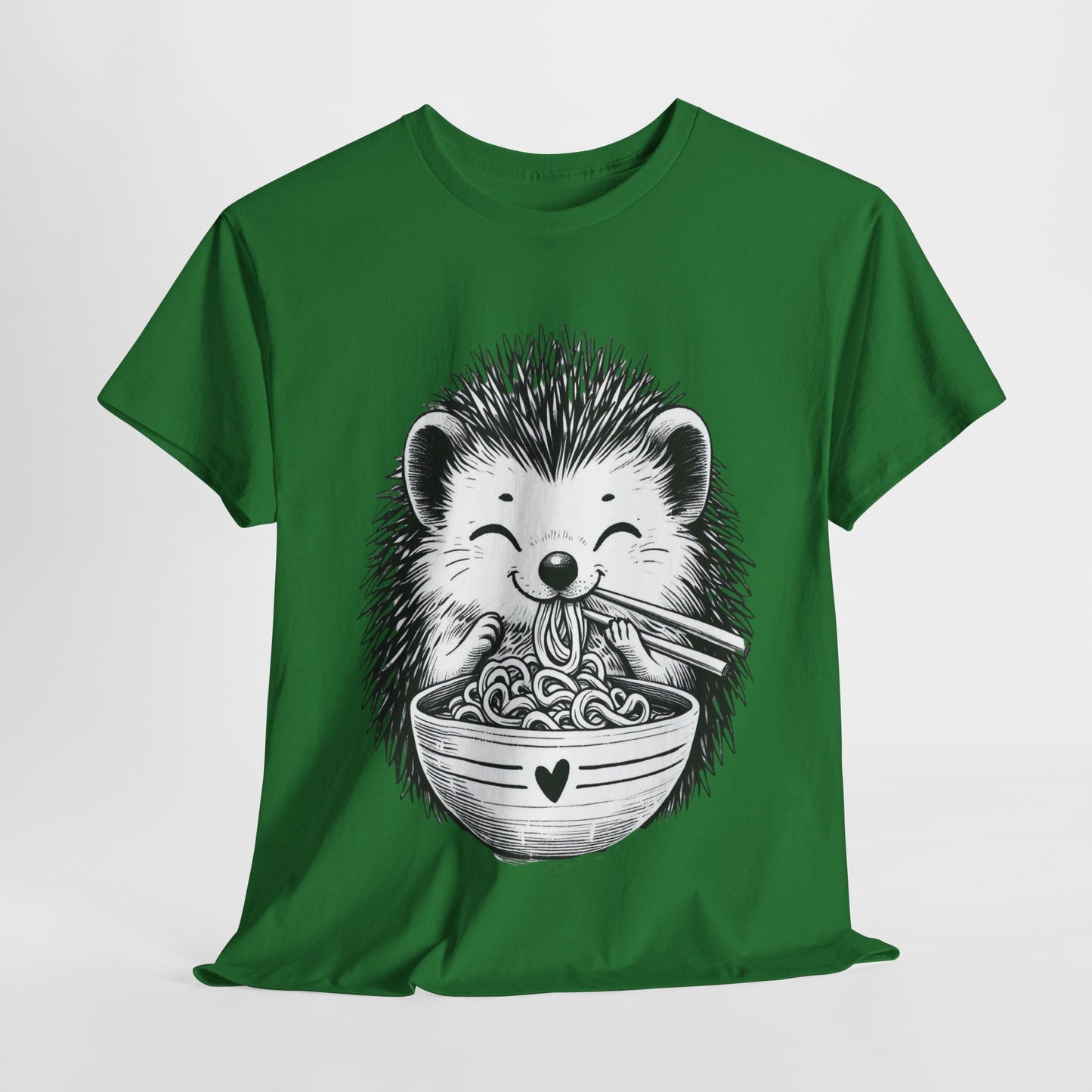 Noodle Hedgehog Shirt, Ramen HedgehogT-Shirt, Foodie Lover Shirts, Black Hedgehog Noodle T-Shirts, Retro HedgehogTees, Hedgehog Lover Sweatshirts, Black Hedgehog Tee Cute Hedgehog Noodle Unisex Heavy Cotton Tee - Perfect for Animal Lovers