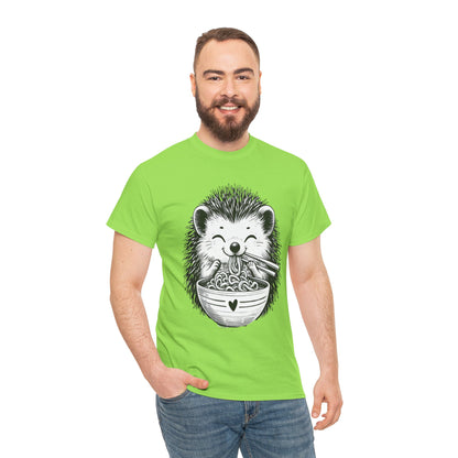 Noodle Hedgehog Shirt, Ramen HedgehogT-Shirt, Foodie Lover Shirts, Black Hedgehog Noodle T-Shirts, Retro HedgehogTees, Hedgehog Lover Sweatshirts, Black Hedgehog Tee Cute Hedgehog Noodle Unisex Heavy Cotton Tee - Perfect for Animal Lovers