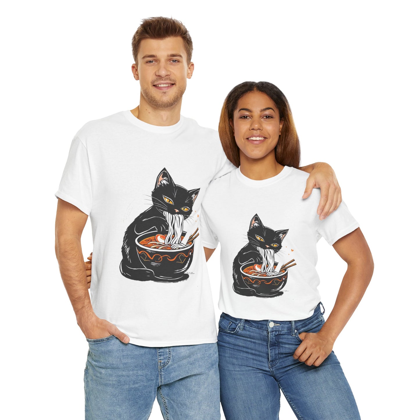 Noodle Cat Shirt, Ramen Cat T-Shirt, Foodie Lover Shirts, Black Cat Noodle T-Shirts, Retro Cat Tees, Cat Lover Sweatshirts, Black Cat Tee
