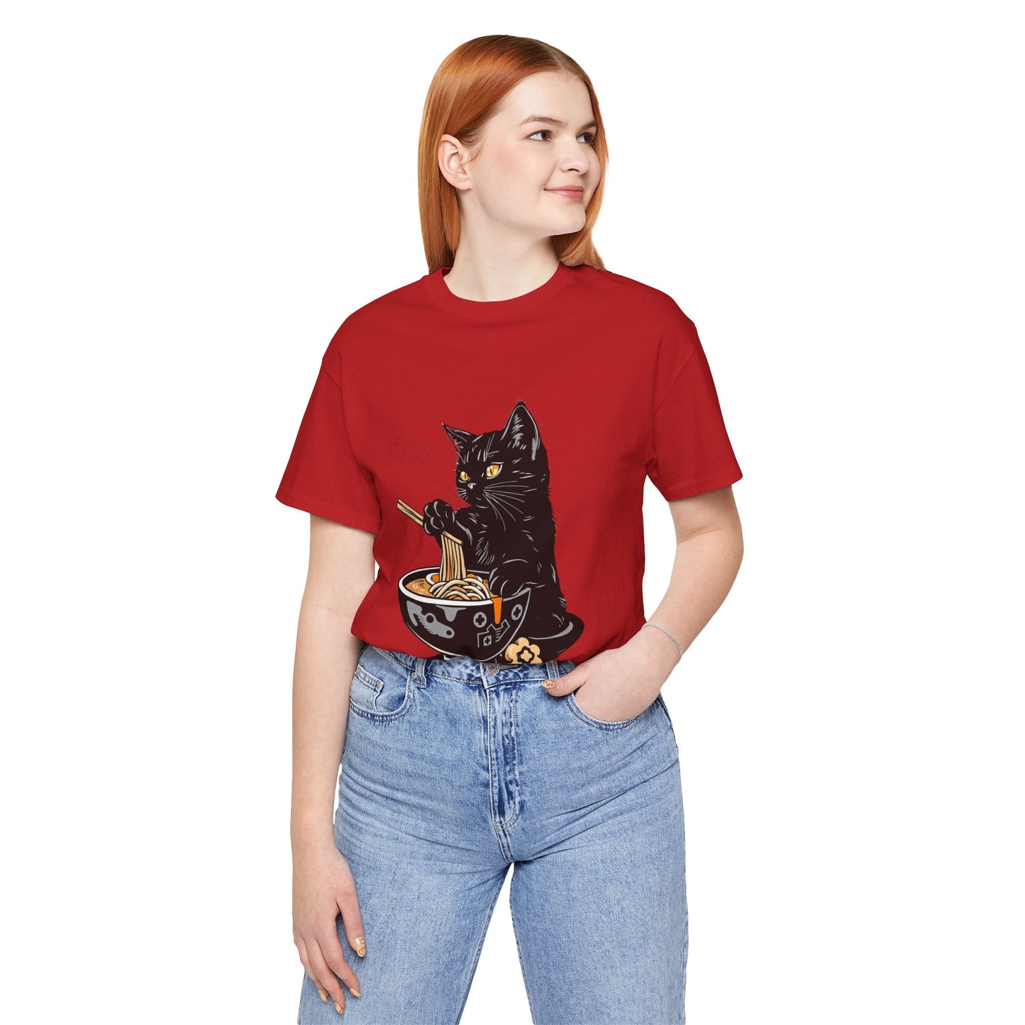 Noodle Cat Shirt, Ramen Cat T-Shirt, Foodie Lover Shirts, Black Cat Noodle T-Shirts, Retro Cat Tees, Cat Lover Sweatshirts, Black Cat Tee