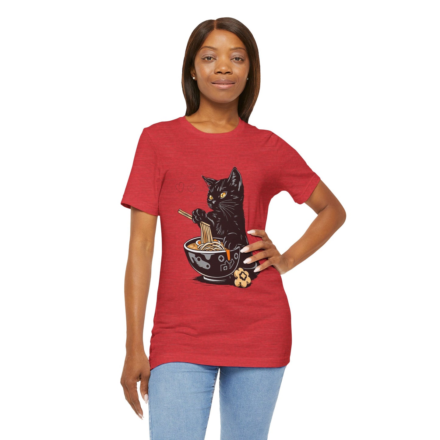 Noodle Cat Shirt, Ramen Cat T-Shirt, Foodie Lover Shirts, Black Cat Noodle T-Shirts, Retro Cat Tees, Cat Lover Sweatshirts, Black Cat Tee