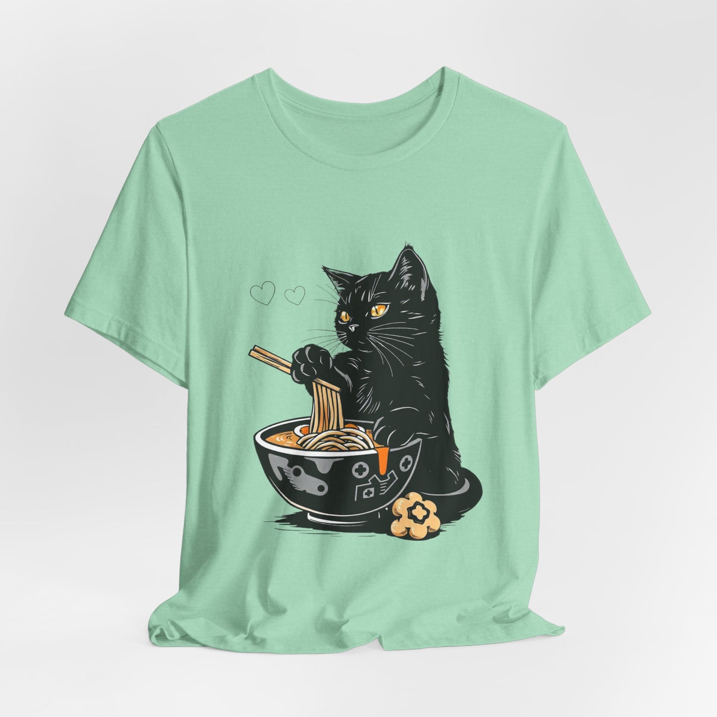 Noodle Cat Shirt, Ramen Cat T-Shirt, Foodie Lover Shirts, Black Cat Noodle T-Shirts, Retro Cat Tees, Cat Lover Sweatshirts, Black Cat Tee