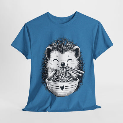 Noodle Hedgehog Shirt, Ramen HedgehogT-Shirt, Foodie Lover Shirts, Black Hedgehog Noodle T-Shirts, Retro HedgehogTees, Hedgehog Lover Sweatshirts, Black Hedgehog Tee Cute Hedgehog Noodle Unisex Heavy Cotton Tee - Perfect for Animal Lovers