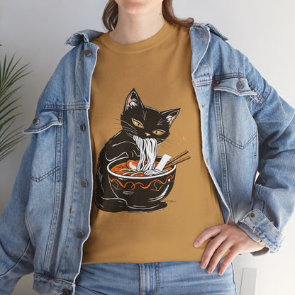 Noodle Cat Shirt, Ramen Cat T-Shirt, Foodie Lover Shirts, Black Cat Noodle T-Shirts, Retro Cat Tees, Cat Lover Sweatshirts, Black Cat Tee