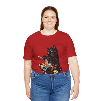 Noodle Cat Shirt, Ramen Cat T-Shirt, Foodie Lover Shirts, Black Cat Noodle T-Shirts, Retro Cat Tees, Cat Lover Sweatshirts, Black Cat Tee