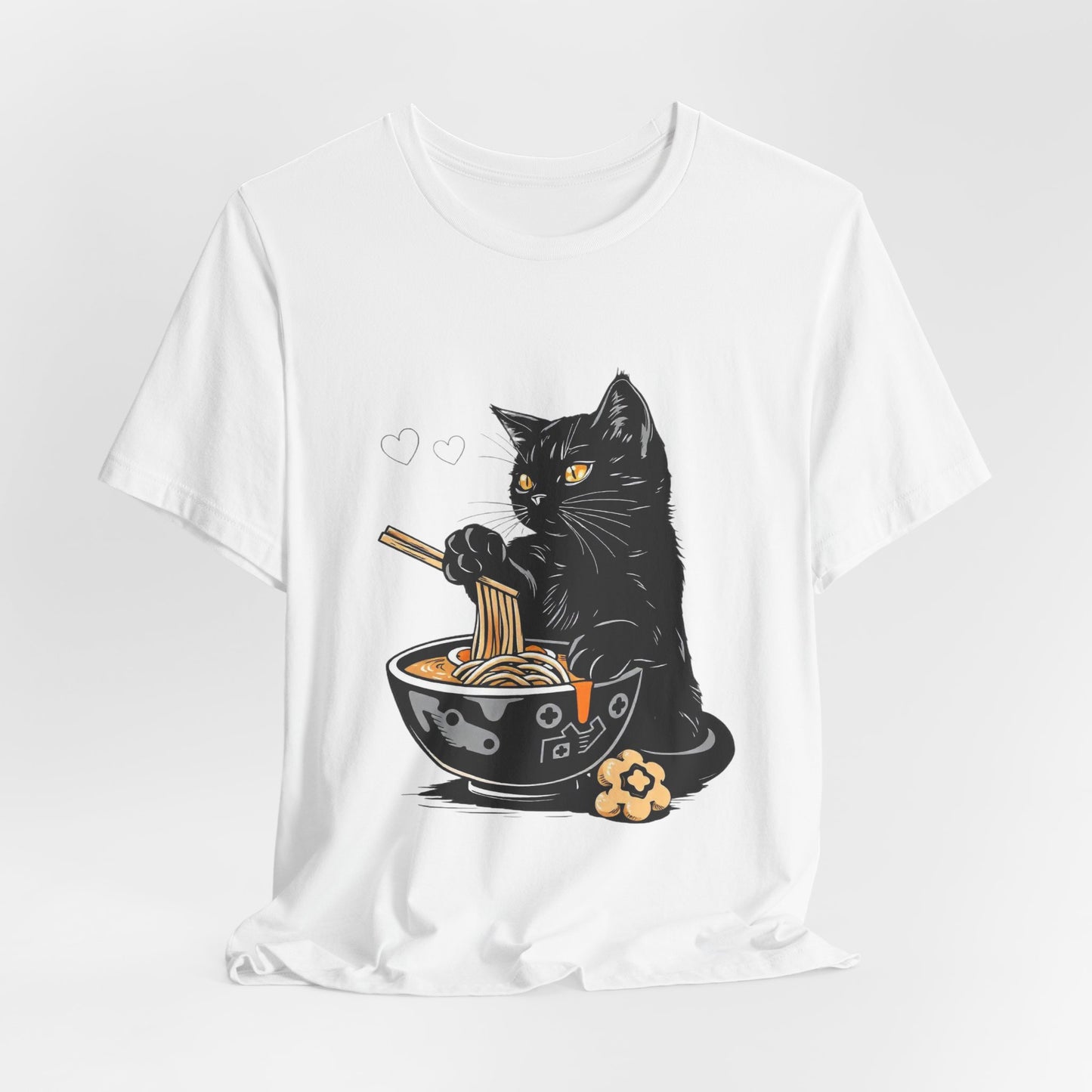 Noodle Cat Shirt, Ramen Cat T-Shirt, Foodie Lover Shirts, Black Cat Noodle T-Shirts, Retro Cat Tees, Cat Lover Sweatshirts, Black Cat Tee