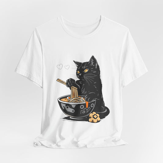 Noodle Cat Shirt, Ramen Cat T-Shirt, Foodie Lover Shirts, Black Cat Noodle T-Shirts, Retro Cat Tees, Cat Lover Sweatshirts, Black Cat Tee