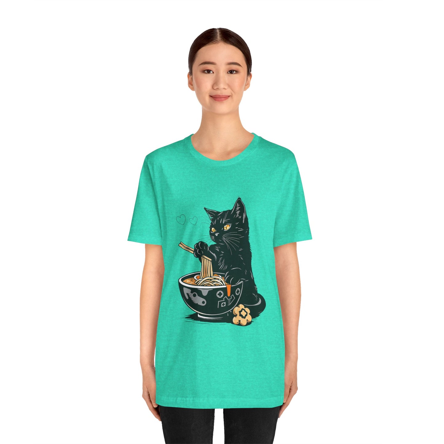 Noodle Cat Shirt, Ramen Cat T-Shirt, Foodie Lover Shirts, Black Cat Noodle T-Shirts, Retro Cat Tees, Cat Lover Sweatshirts, Black Cat Tee