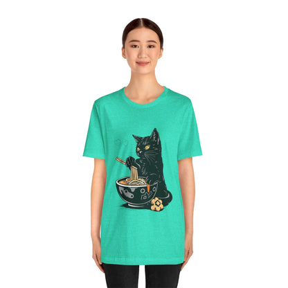 Noodle Cat Shirt, Ramen Cat T-Shirt, Foodie Lover Shirts, Black Cat Noodle T-Shirts, Retro Cat Tees, Cat Lover Sweatshirts, Black Cat Tee