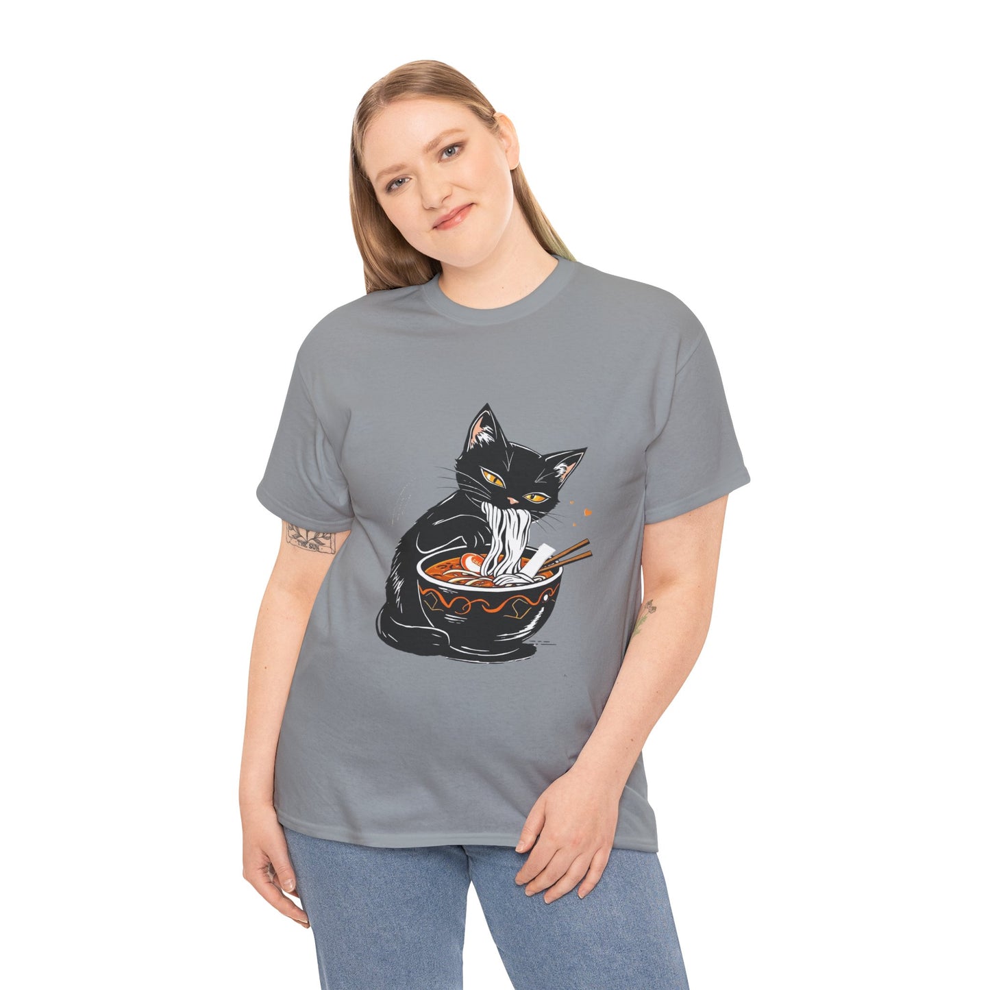 Noodle Cat Shirt, Ramen Cat T-Shirt, Foodie Lover Shirts, Black Cat Noodle T-Shirts, Retro Cat Tees, Cat Lover Sweatshirts, Black Cat Tee