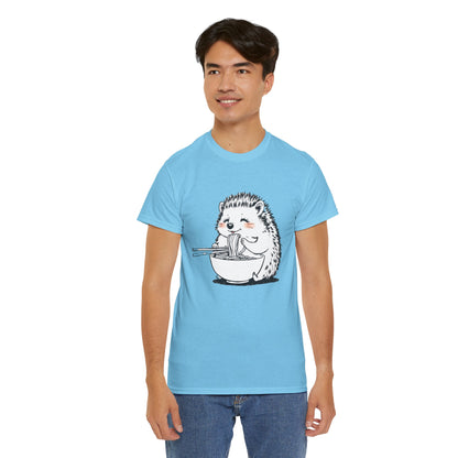 Noodle Hedgehog Shirt, Ramen HedgehogT-Shirt, Foodie Lover Shirts, Black Hedgehog Noodle T-Shirts, Retro HedgehogTees, Hedgehog Lover Sweatshirts, Black Hedgehog Tee Cute Hedgehog Eating Noodles Unisex Heavy Cotton Tee