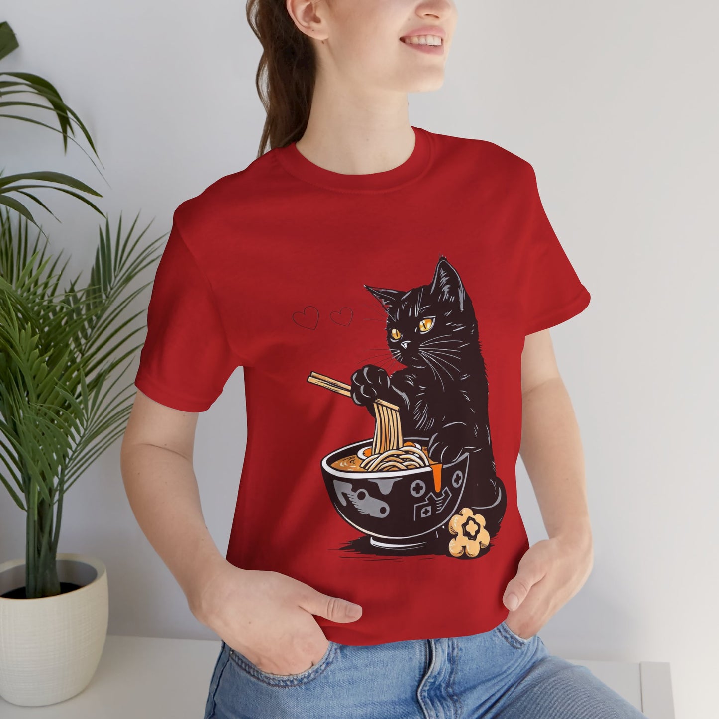Noodle Cat Shirt, Ramen Cat T-Shirt, Foodie Lover Shirts, Black Cat Noodle T-Shirts, Retro Cat Tees, Cat Lover Sweatshirts, Black Cat Tee